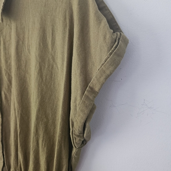 BB Dakota Olive Green Linen-Blend Short Sleeve Romper Size XL - Picture 8 of 12
